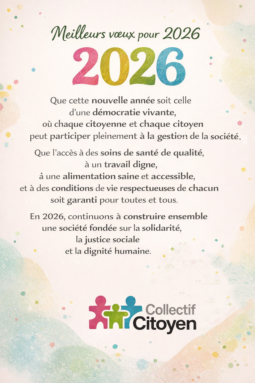Meilleurs vœux 2026 - Collectif Citoyen